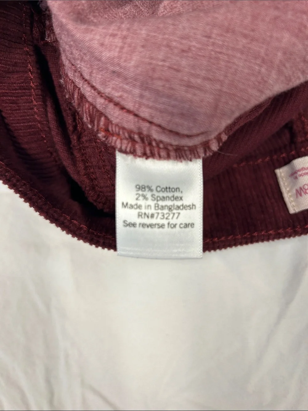 SO Corduroy Mini Skirt Burgundy Zip Front Ring Pull Sz 7 / 28W
